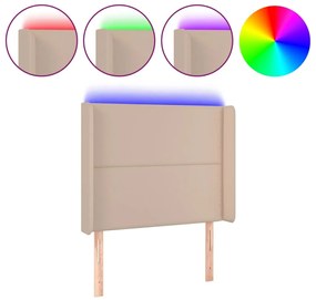 cappuccino műbőr LED-es fejtámla 93x16x118/128 cm