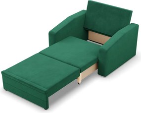 Vertico fekvőfotel, 90 cm széles, bársony, zöld