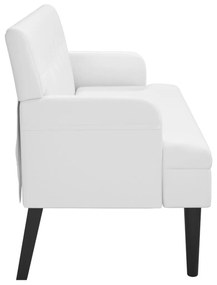 fehér műbőr pad háttámlával 112x65,5x75 cm