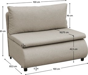 Kihúzható fotel tárhellyel, bézs, FLIK