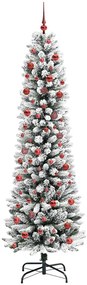 Mű karácsonyfa Zöld és fehér 210 cm PVC és Fém és Műanyag