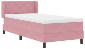 Boxspring Ágy Mattal Rózsaszín 90x200 cm Bársonyos