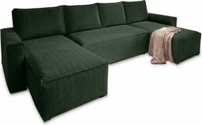 U alakú ülőgarnitúra SMART COSARO 295x140 cm, sötétzöld