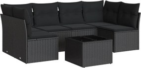 vidaXL 7 részes fekete polyrattan kerti ülőgarnitúra párnával