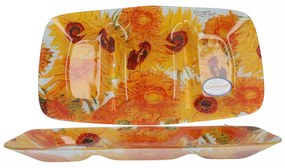 Üveg három részre osztott kínáló tál Van Gogh Napraforgók