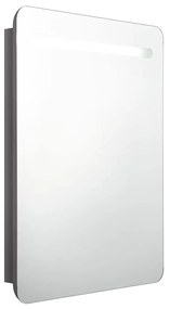 fényes szürke LED-es tükrös fürdőszobaszekrény 60 x 11 x 80 cm