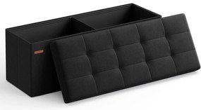 tárolós ülőke – összecsukható pad, 38 × 110 × 38 cm, tinta­fekete színben