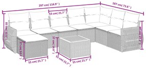 9 részes szürke polyrattan kerti ülőgarnitúra párnákkal