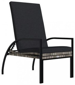 2 db szürke polyrattan napozóágy lábtartóval