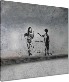 Vászonkép 80x80 Banksy Vörös kids Graffiti