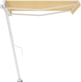 vidaXL sárga-fehér kézzel kihúzható póznás napellenző 350 x 250 cm