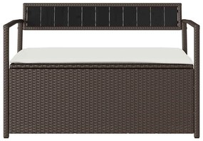 barna polyrattan kerti tárolópad párnával