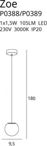 Függeszték Arany ZOE MAXLIGHT P0389