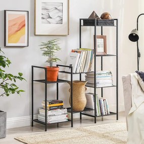 fürdőszobai polc, 5 szintes tároló állvány, fekete