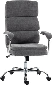 HOMCOM ergonomikus chenille irodai szék párnázott kartámaszokkal, állítható magasság és dőlésszög, 360° forgás, szürke | Aosom