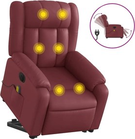 vidaXL elektromos bordó műbőr felállást segítő dönthető masszázsfotel