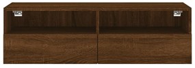 barna tölgyszínű szerelt fa fali TV-szekrény 100 x 30 x 30 cm