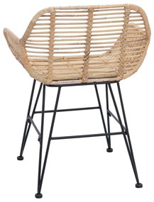 Étkezőszék 2 pcs Természetes 55 x 50 x 74 cm Rattan és Vas