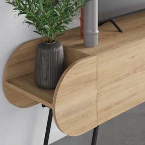 Natúr színű TV-állvány tölgyfa dekorral 195x57 cm Saluso – Marckeric