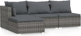 4 részes szürke polyrattan kerti ülőgarnitúra párnákkal