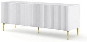 SUPORT TV RAVENNA 150 CM, ALB MAT, CU PICIOARE AURII, SUPORT TV RAVENNA B 3D