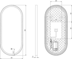 AREZZO design LED ovális okos tükör, arany
