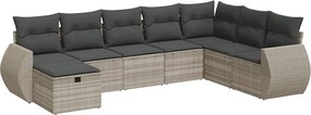 vidaXL 8 részes világosszürke polyrattan kerti ülőgarnitúra párnával