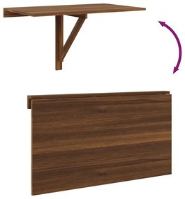 barna tölgy szerelt fa összecsukható fali asztal 100x60x56 cm