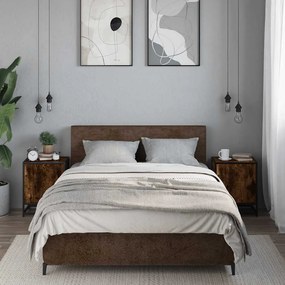 Éjjeliszekrények 2 db füstölt tölgy 40x31x50 cm Gépi fa és fém
