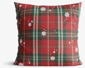 Goldea karácsonyi dekoratív párnahuzat - piros kockás hópelyhekkel 45 x 45 cm