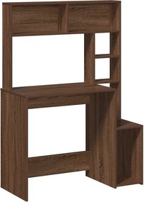 vidaXL barna tölgy szerelt fa íróasztal polcokkal 100x45x140 cm