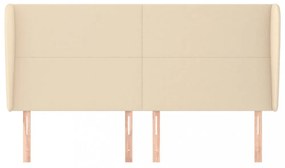 krémszínű szövet fejtámla szárnyakkal 203x23x118/128 cm