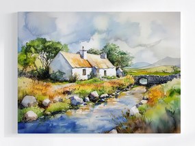 Vászonkép Canvas Tájkép Írország Falu Ház Híd Patak Kilátás 100x75