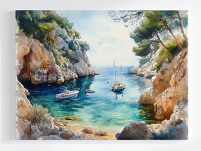 Vászonkép Canvas Tájkép Horvátország Tengerpart Öböl Tenger Jacht 100x75