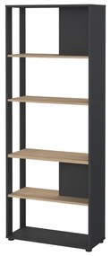 Antracitszürke-natúr színű könyvespolc tölgyfa dekorral 80x205 cm Sign – Tvilum