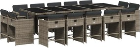 vidaXL 15 részes szürke polyrattan kerti ülőgarnitúra párnákkal