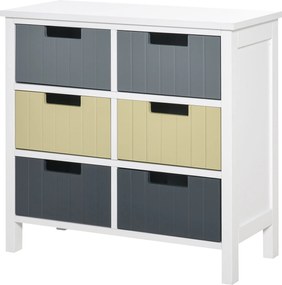 HOMCOM Fa Fiókos Szekrény 6 Fiókkal, Emelt Lábakkal, Modern Stílus 62x28x58 cm, Többszínű | Aosom