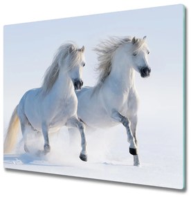 Üveg vágódeszka Két ló a hóban 60x52 cm