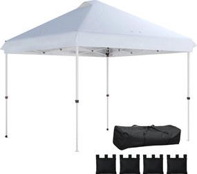 Outsunny 3 x 3 m vízálló pop-up pavilon — UPF50+ magasságállítható kertipavilon, hordtáskával és homokzsákokkal, fehér | Aosom