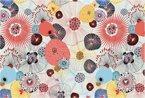 Flizelin tapéta Divatos 3D fali ragasztó Színes virágok 104x70 Ragasztó