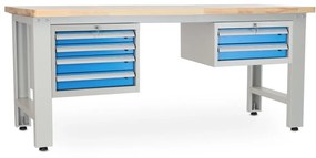 Műhelyasztal Solid OAK-42, 210 cm, 2x függő doboz, tölgy