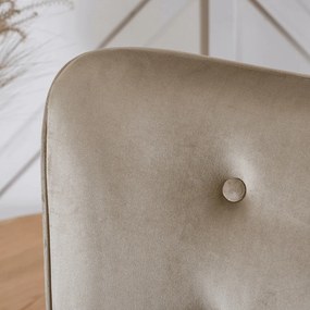 Füles Fotel Lábtartóval Bézs Bársony Kárpittal. LOZANO 2