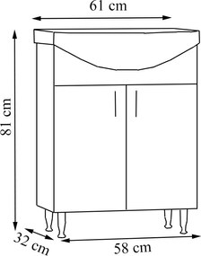Bazena60 fürdőszobai alsószekrény mosdóval 60 cm fehér