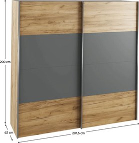 Szekrény tolóajtóval, tölgy artisan/grafit , GABRIELA NEW