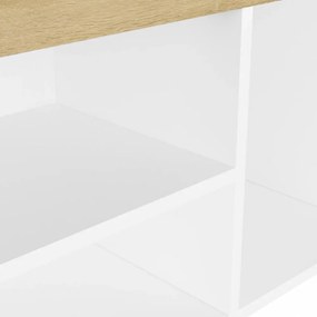 fehér-sonoma szerelt fa cipőtároló pad párnával 80 x 30 x 47 cm