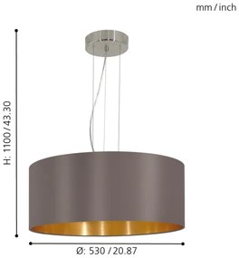 Eglo 31608 - Csillár kötélen MASERLO 3xE27/60W/230V