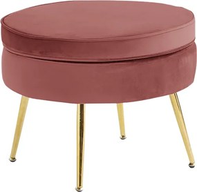 Luxus zsámoly/puff, rózsaszín Velvet szövet/króm arany, Art-deco, NOBLIN TYP 1