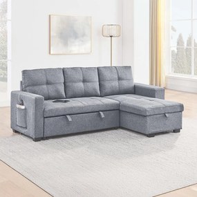 Catini PORTIVA univerzális sarokkanapé tárolóval és USB-csatlakozóval, szürke