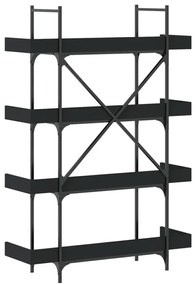 4-szintes fekete szerelt fa könyvespolc 100 x 33 x 145,5 cm