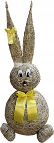 Húsvéti figura Szalma Nyuszi Dekoráció Masnival Közepes Sárga